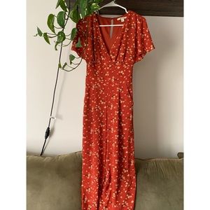 Orange Floral Jumpsuit